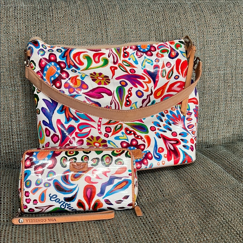 Red and Blue Artistic Shoulder Bag with Bold Patterns